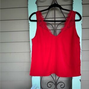 Blood red festive Lace Tank Top
